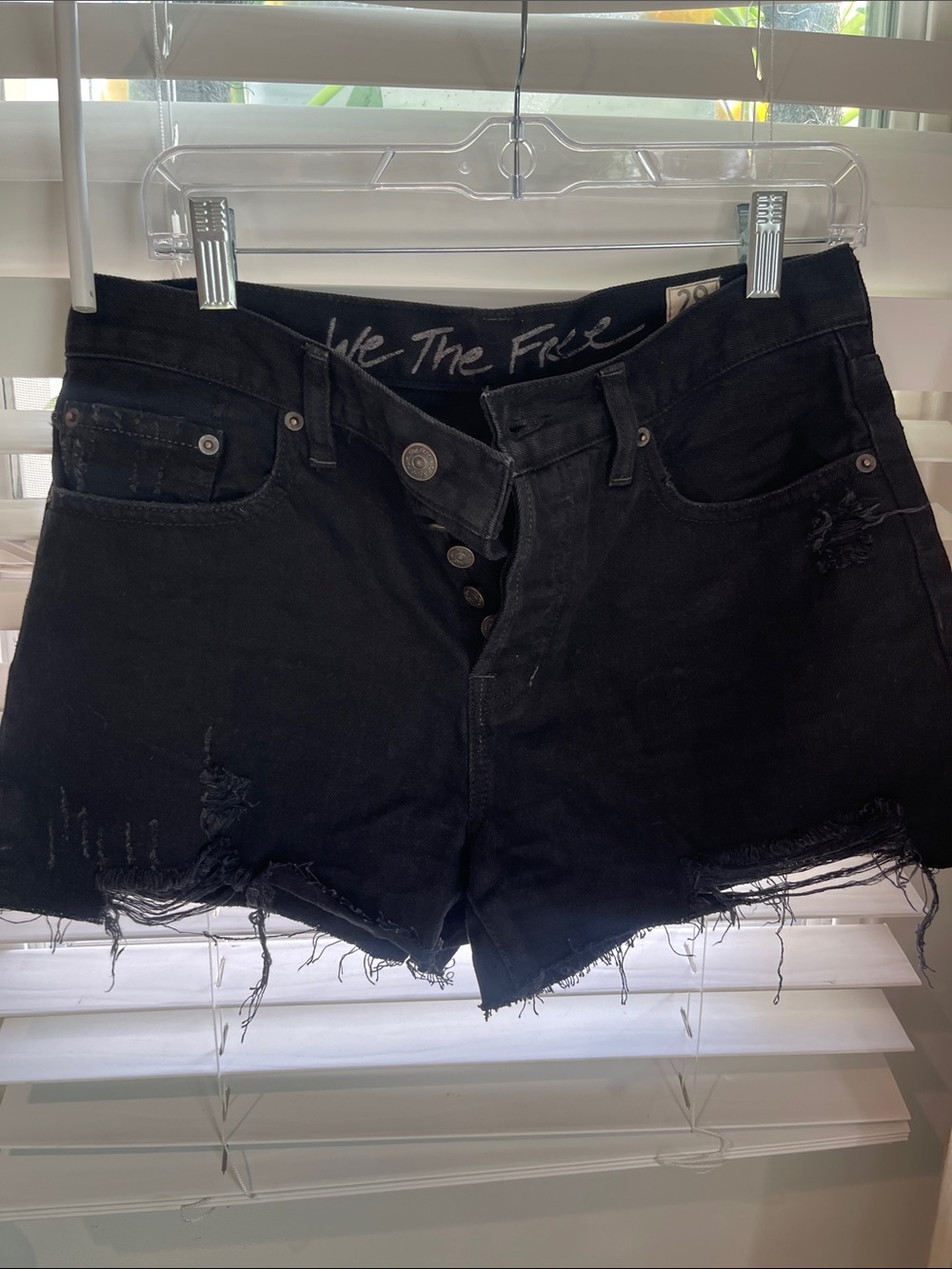 We The Free Black Distressed Women’s Denim Shorts